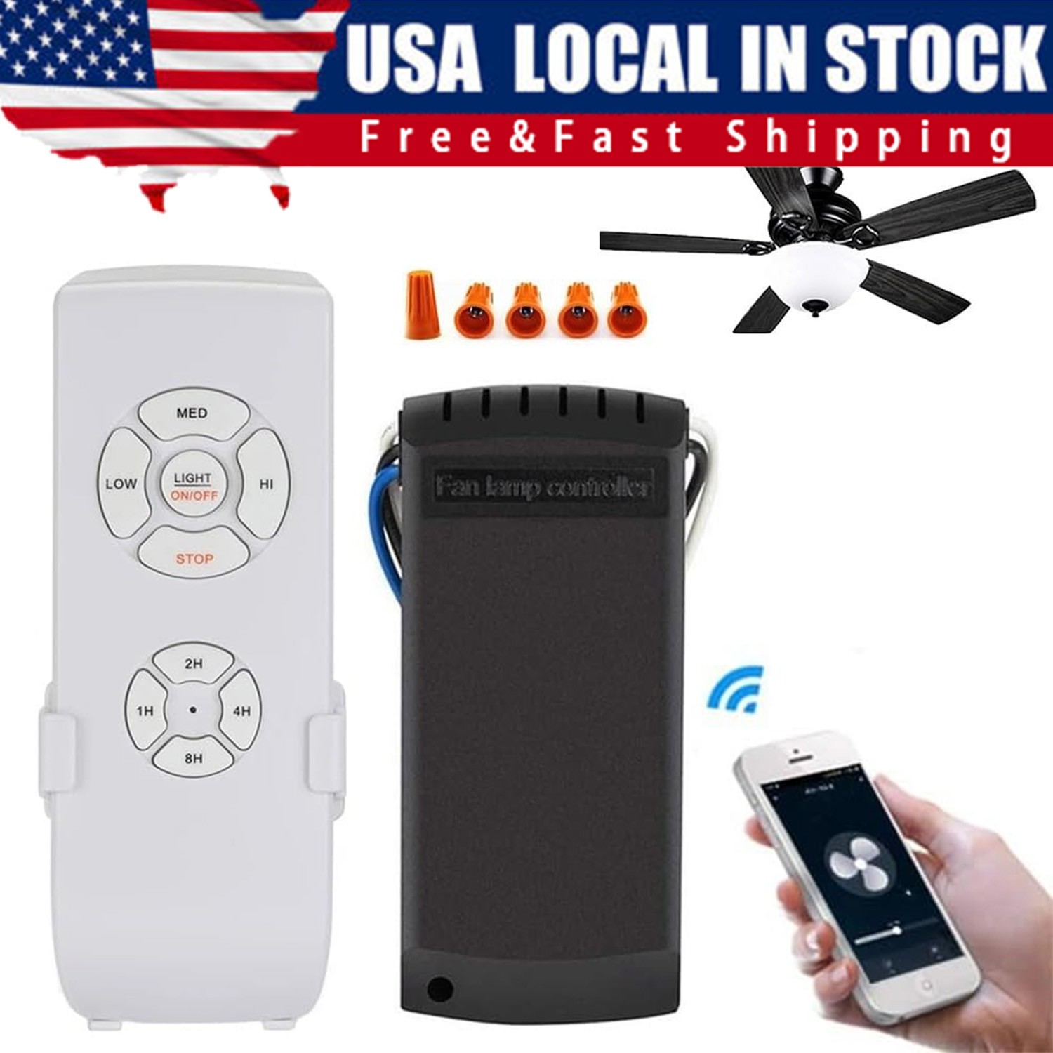 Universal Wireless Remote Control and Receiver Kits for Ceiling Fan Lamp Home