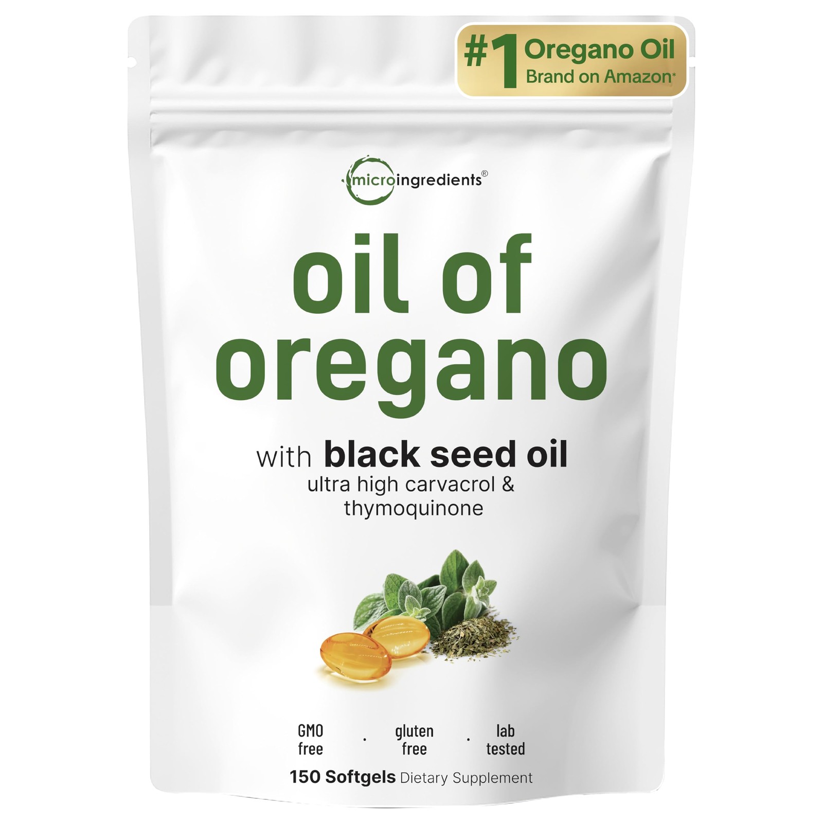 Micro Ingredients Oil of Oregano Softgels, 150 Count | 150 (Pack 1)