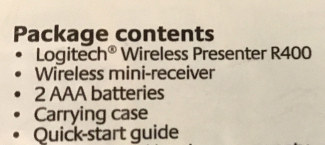 NEW Logitech R400 Wireless Presenter Laser Pointer 50 Foot Range - NEW