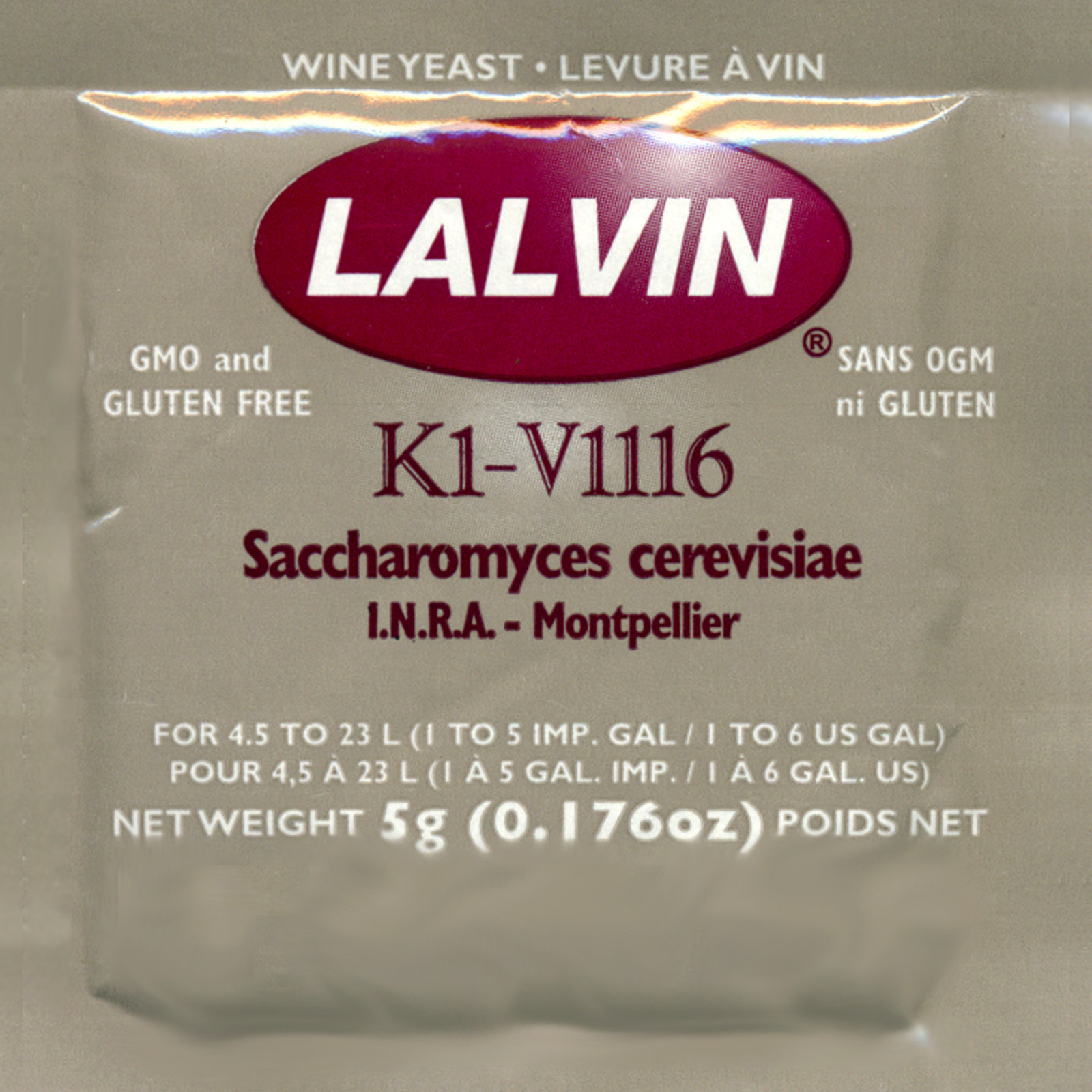Lalvin K1-V1116 Wine Yeast, 5g - 100-Pack