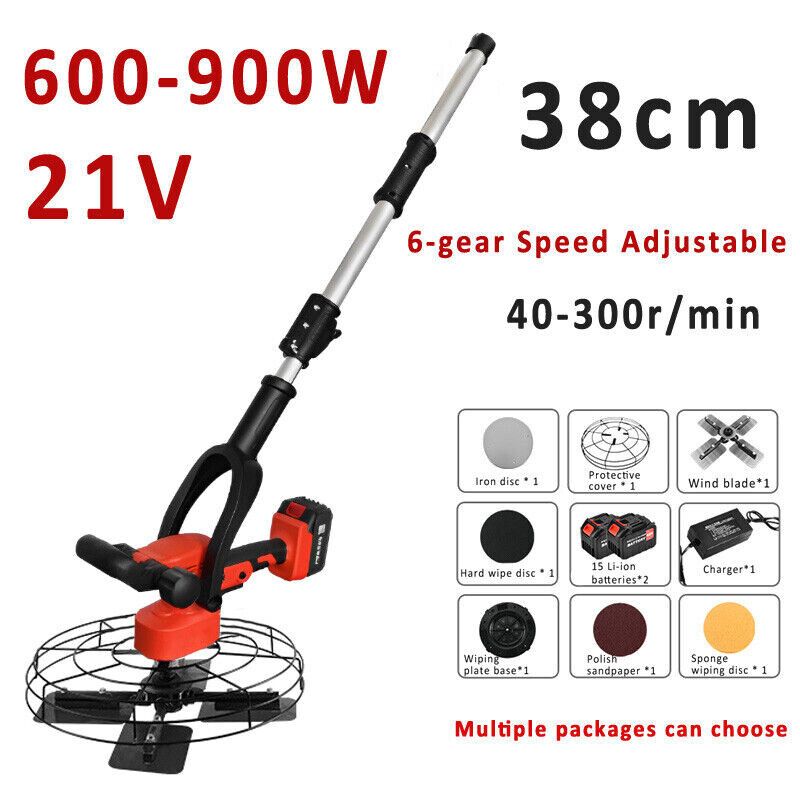 38CM Cordless Concrete Cement Floor Trowel Calender Electric 6-Gear Sander New
