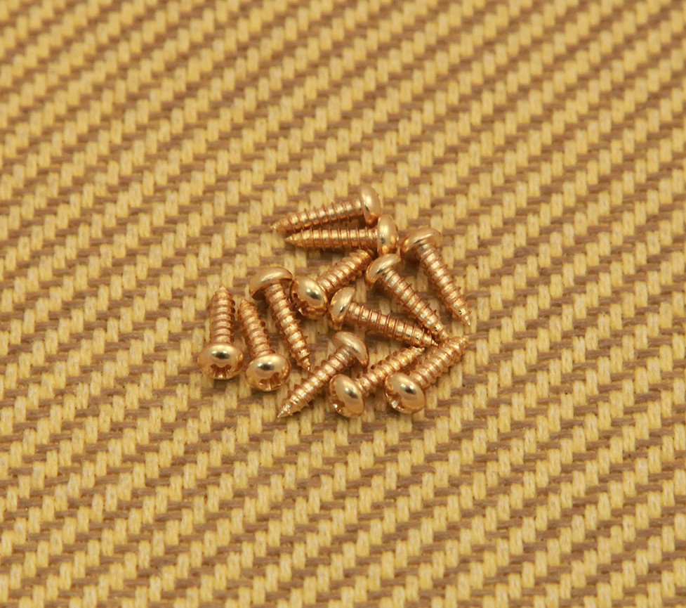 001-8823-049 (12) Genuine Fender Gold 3/8" Guitar/Bass Tuner Mounting Screws
