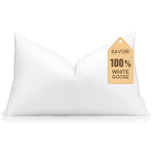 Down Feather Throw Pillow Inserts 12x20 Euro Pillow Inserts, Soft Fluffy