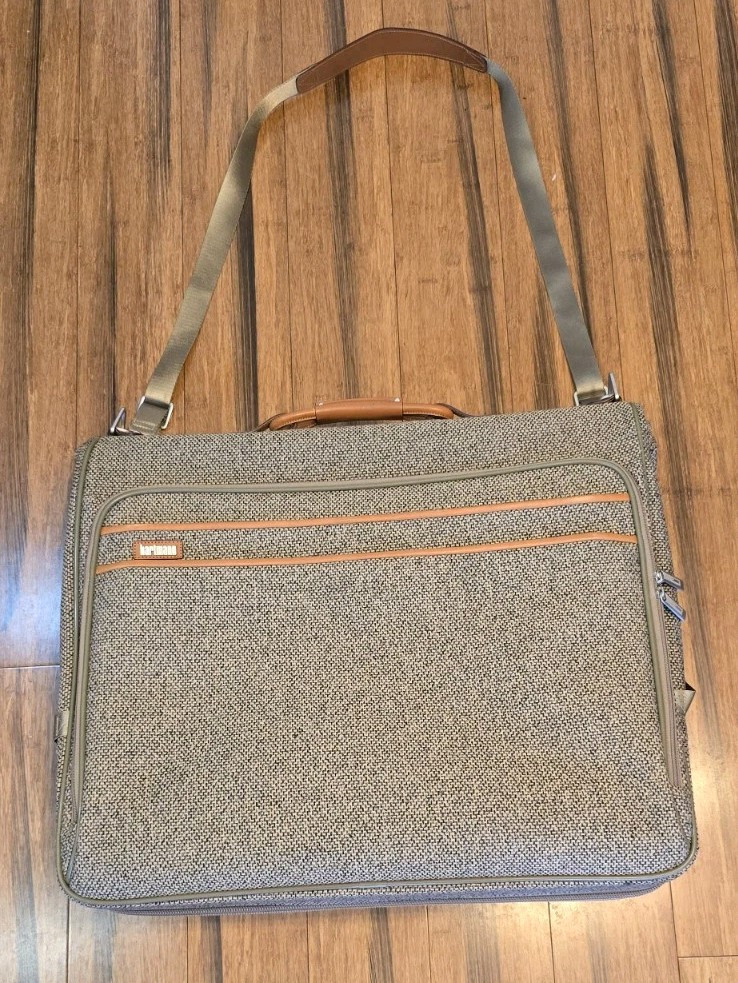 Hartmann Tweed Garment Bag Suiter Suit Bag Natural Tweed - See Descrip And Pics