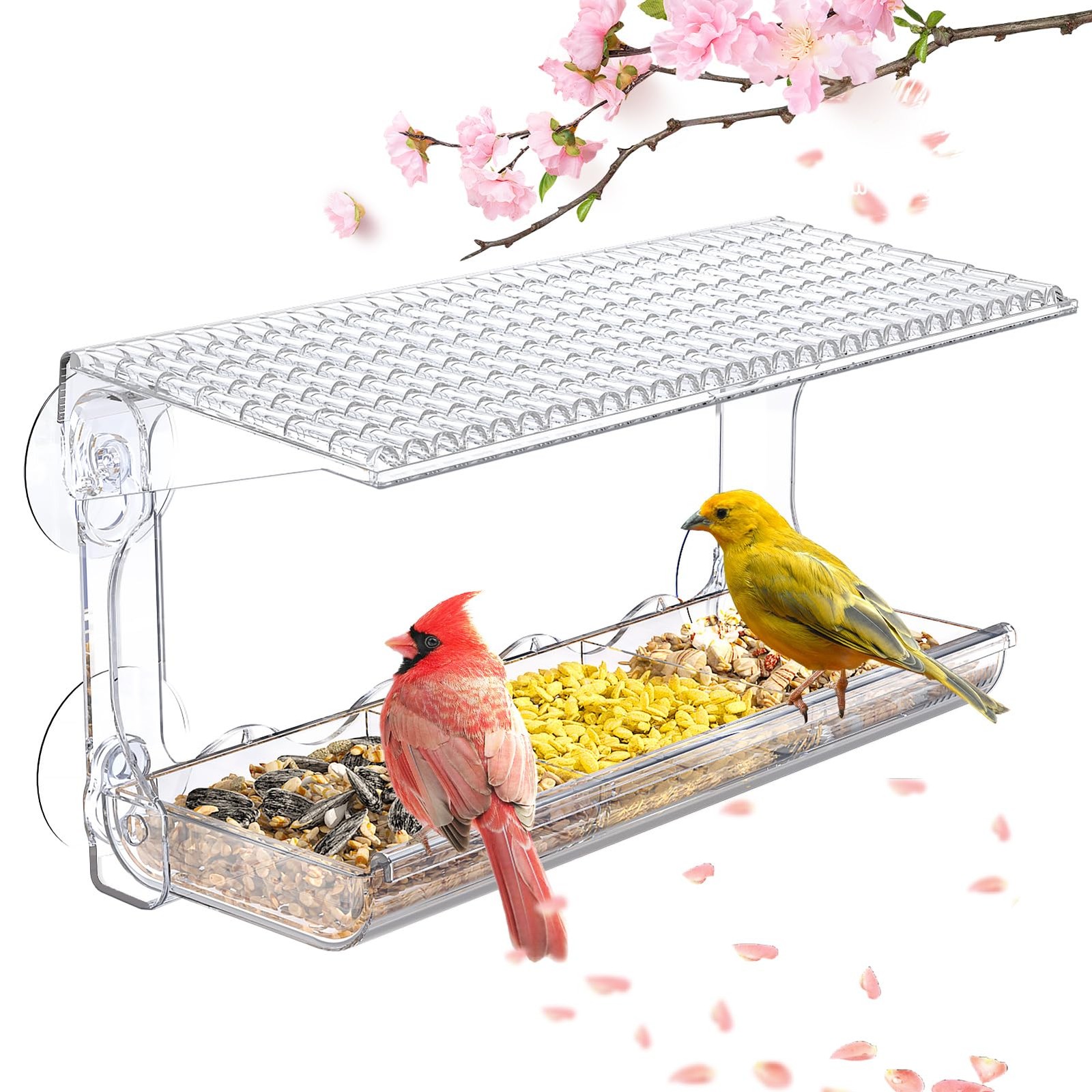 SUNALLY Window Bird Feeder for Outdoors, Clear Feeders Mounted...