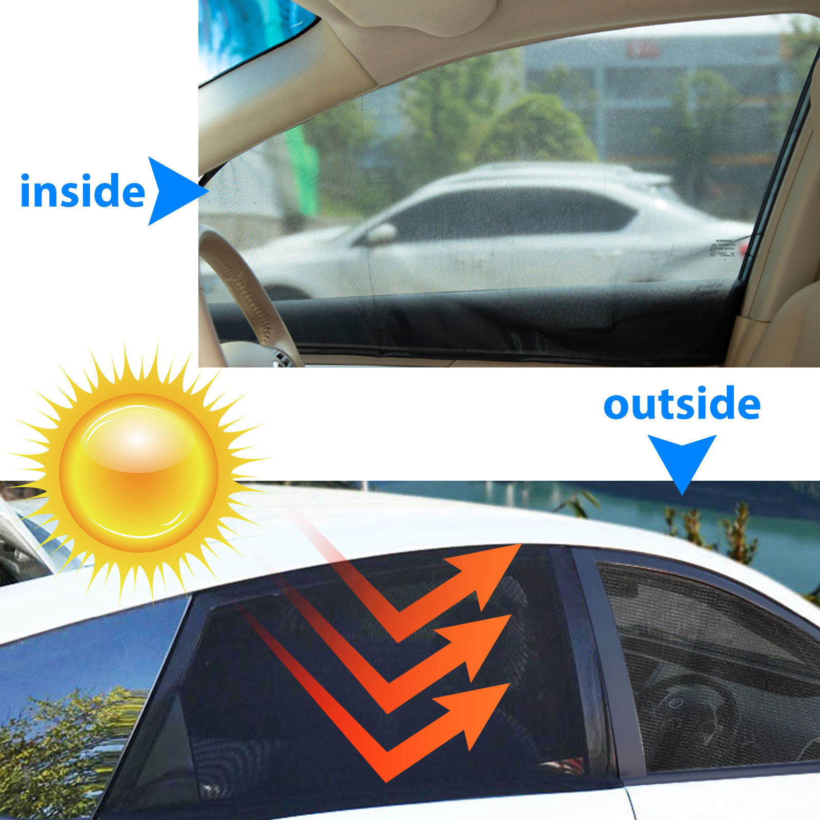 4x Magnetic Car Side Window Sun Shade Cover Visor Mesh Shield UV Block Protector
