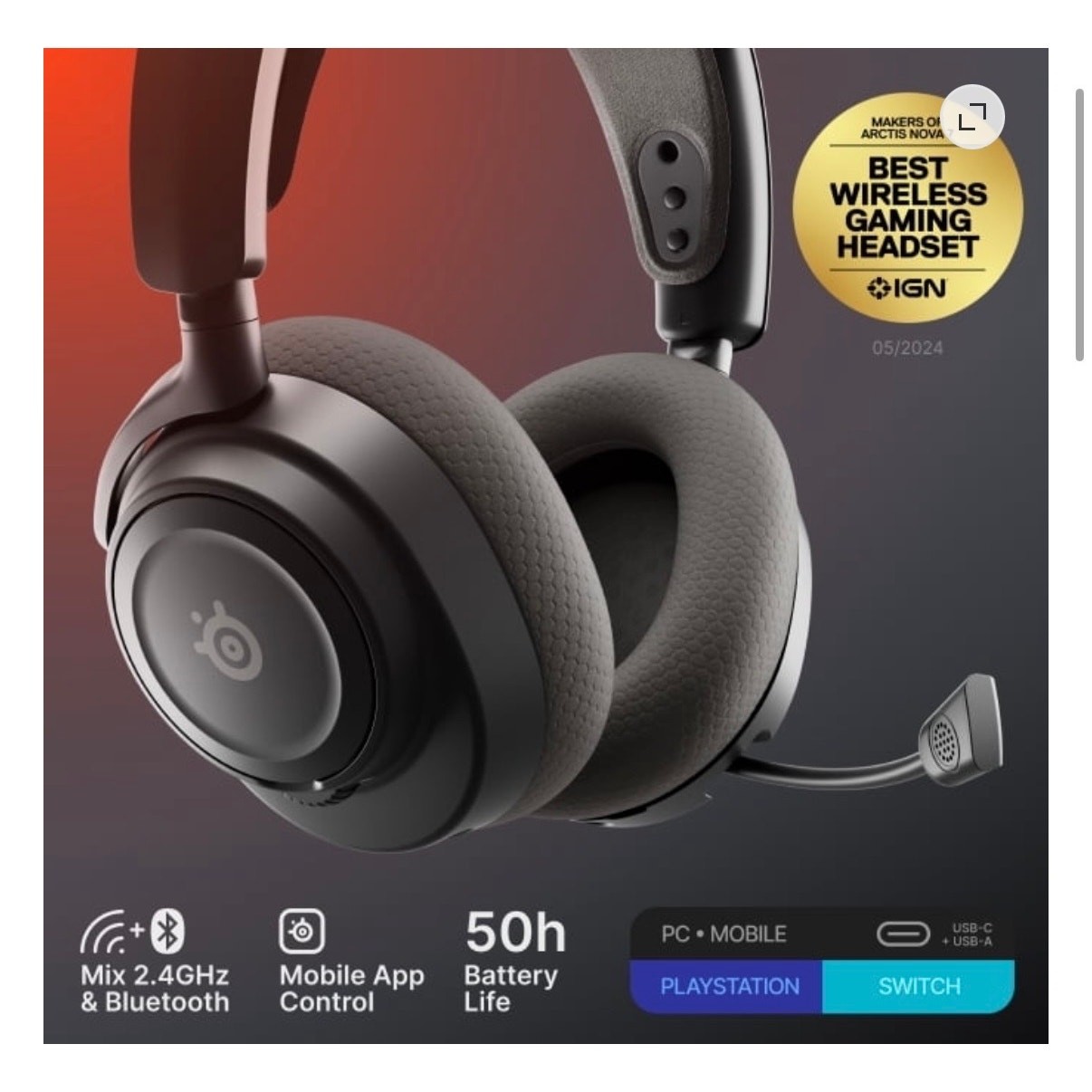 NIB SteelSeries Arctis Nova 7 Wireless Gen 2 Multi-Platform Gaming Headset Black