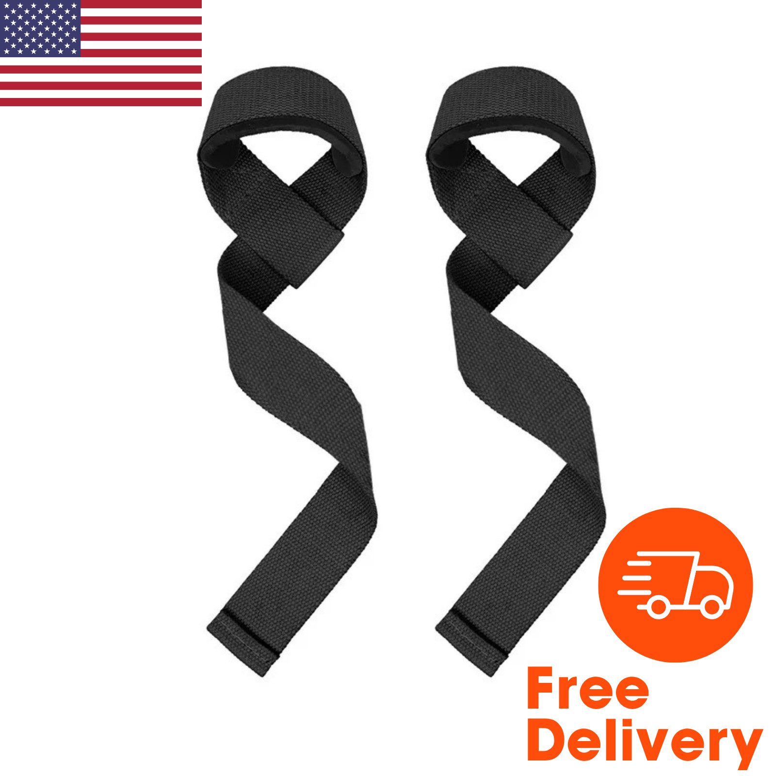 Weight Lifting Wrist Wrap Straps Non-Slip Gym Workout Grip Support Black
