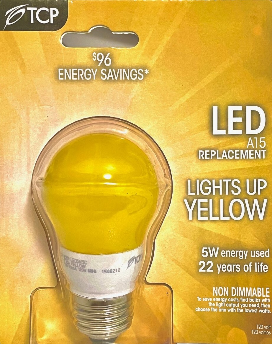 TCP 40-Watt A15 Yellow Long-Life LED Bug Light Bulb, Non-Dimmable - New