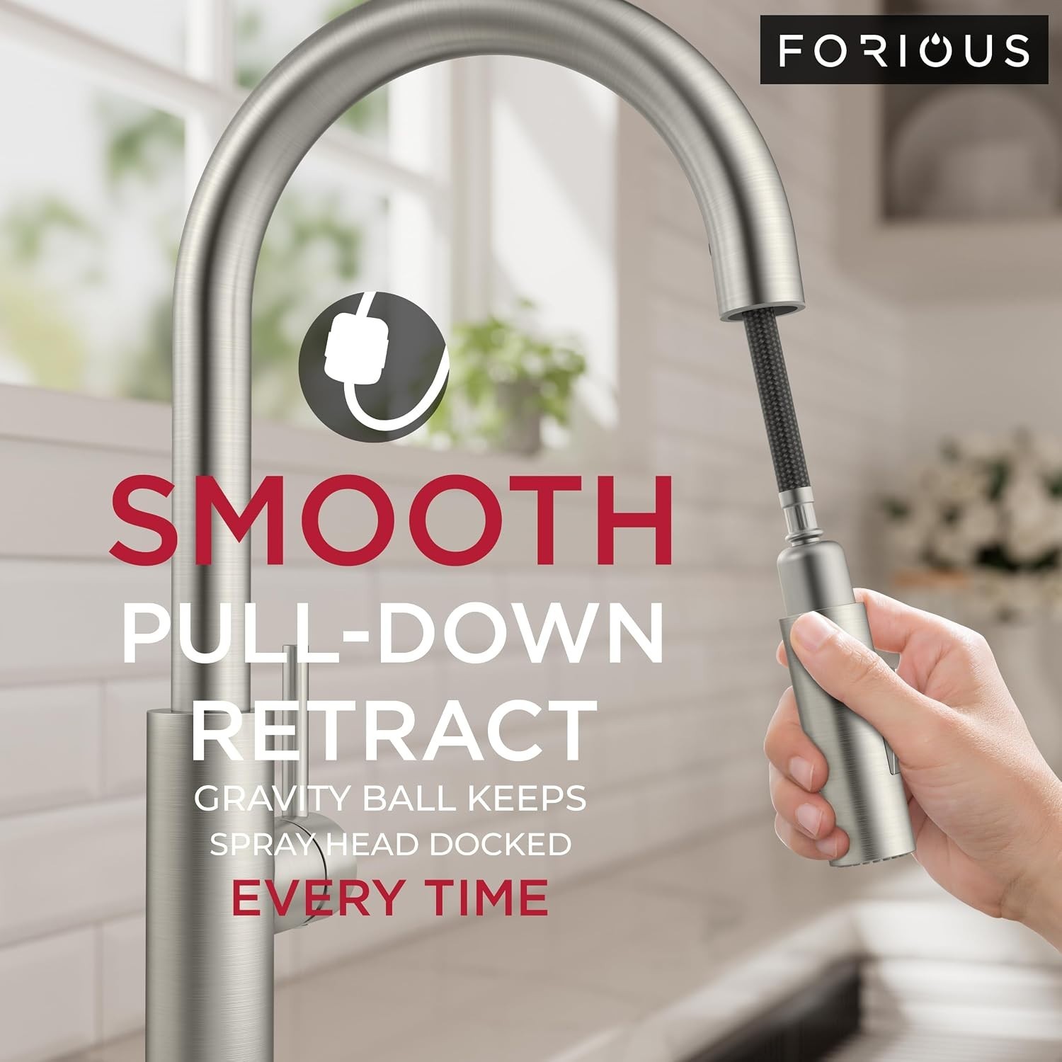Versatile Brushed Nickel Kitchen Faucet with Pull Down Sprayer & Soap Dispenser