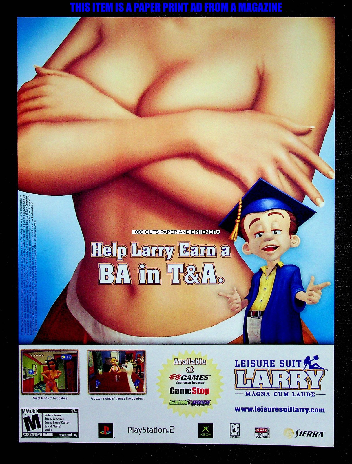 Leisure Suit Larry Magna Cum Laude Sierra 2004 Print Magazine Ad Poster ADVERT