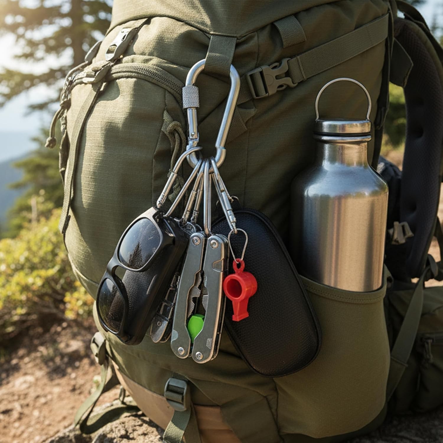 Durable Chrome Plated Locking Carabiners - 4 Pack for Camping & Everyday Tools