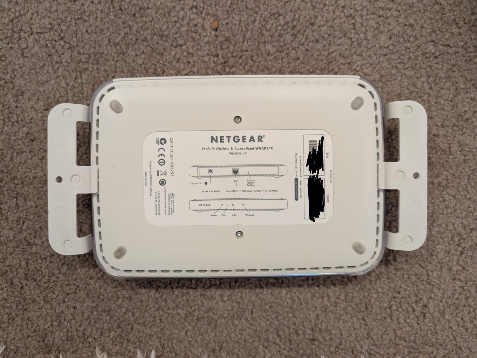 NETGEAR ProSafe Wireless-N Access Point WNAP210 POWERS AS-IS