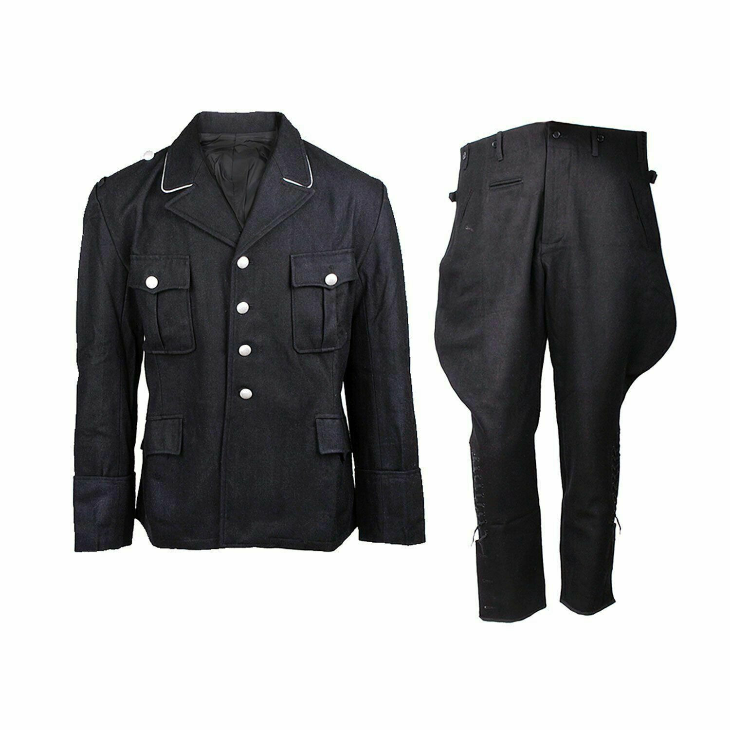 WW2 GERMAN ELITE M32 BLACK WOOL TUNIC & BREECHES SIZE S