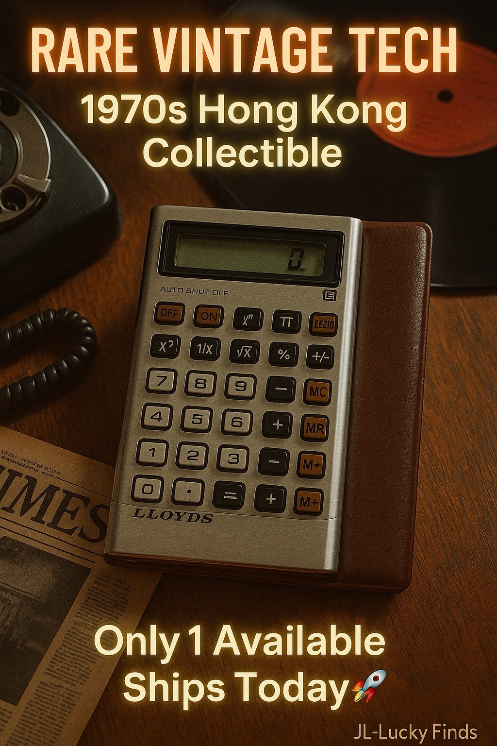 Vintage Lloyds 10-Digit Desk Calculator E615-2 Series 713A Hong Kong Retro Rare