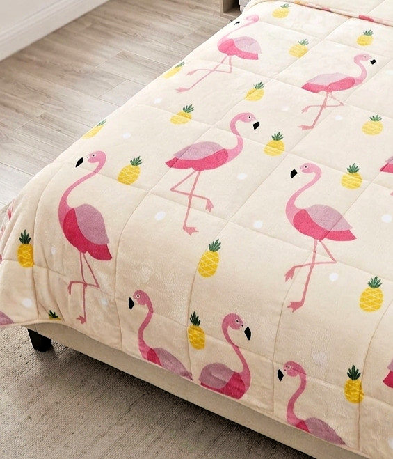 ZonLi Kids Weighted Blanket 10-lbs (41”x60”Twin Size) Flamingo Fleece