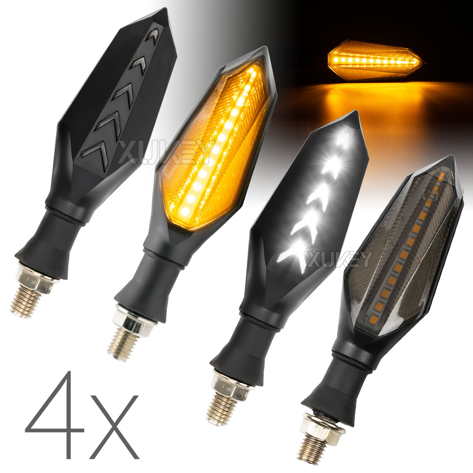 4x 10mm 12V Motorcycle Indicator Blinker Turn Signal Tail Light Amber White