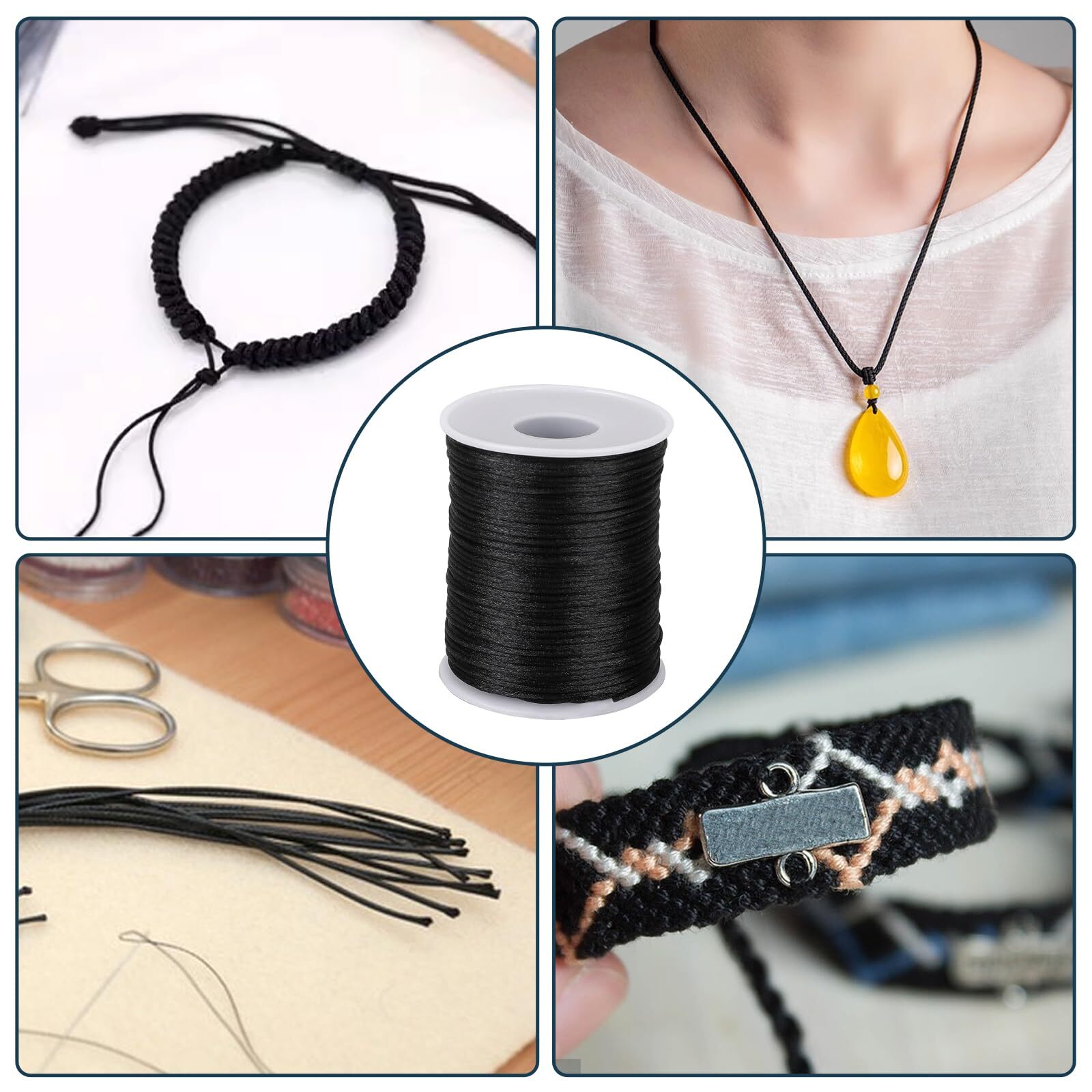 1.5mm X 110 Yards Nylon Satin Cord Necklace String Wind Chime Cord Replacement