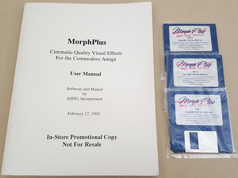 Morph Plus v1.2.0 ©1992 ASDG for Amiga In-Store Promotional Copy - SUPER RARE!