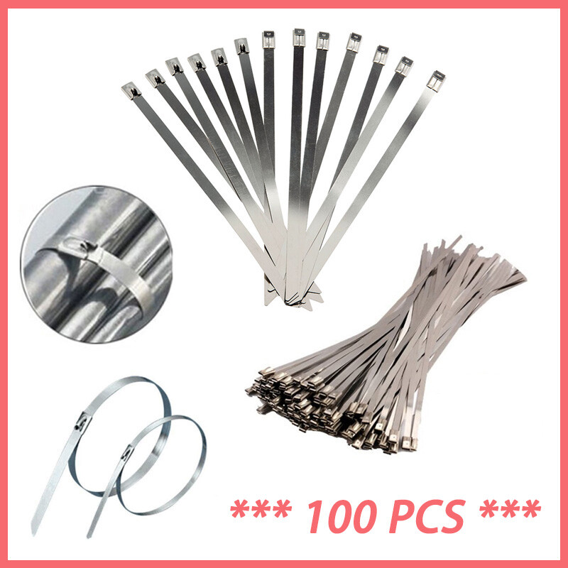 Stainless Steel Cable Ties SS304 Marine Grade Zip Strap Lock Wrap 100mm-1200mm