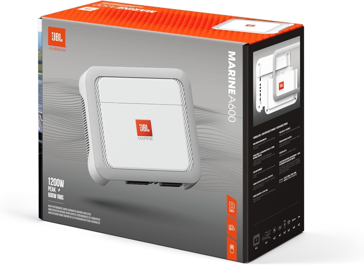 JBL MA600 - High Performance Mono Subwoofer Marine Amplifier, 350 watts RMS x 1