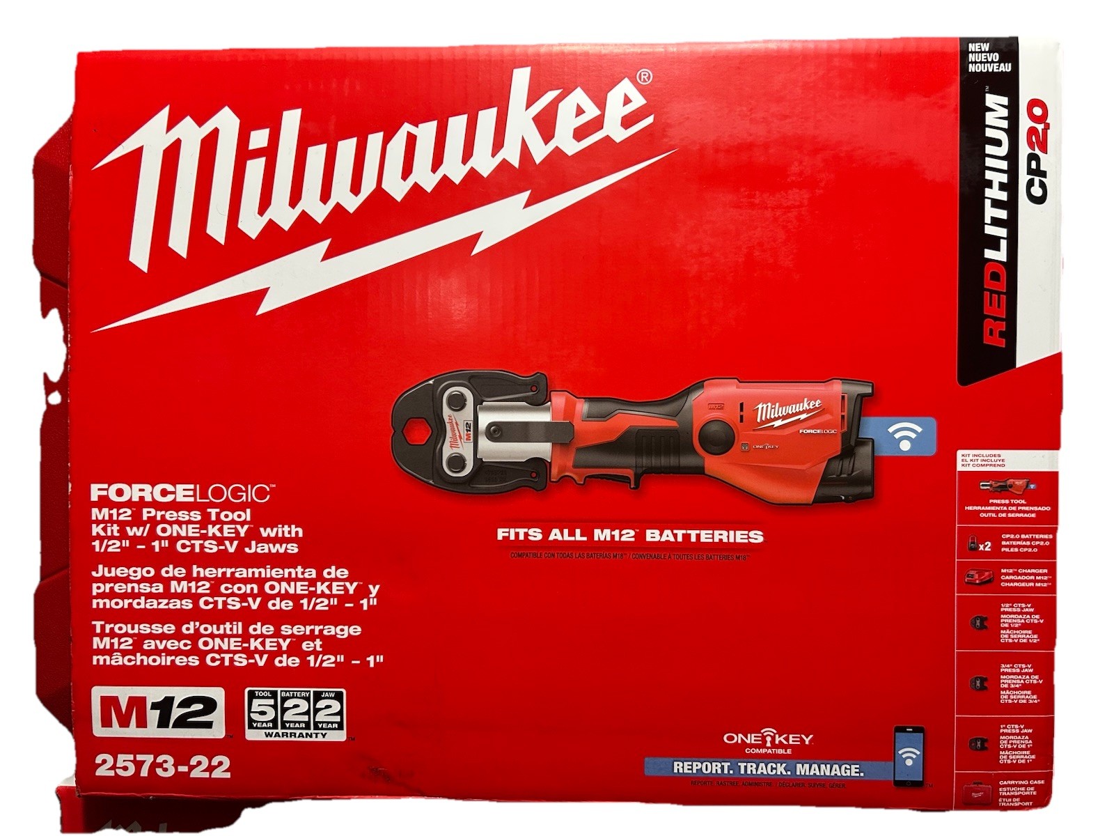 Milwaukee M12 FORCE LOGIC Press Tool Kit 2573-22 Copper w/ Case Charger Jaws