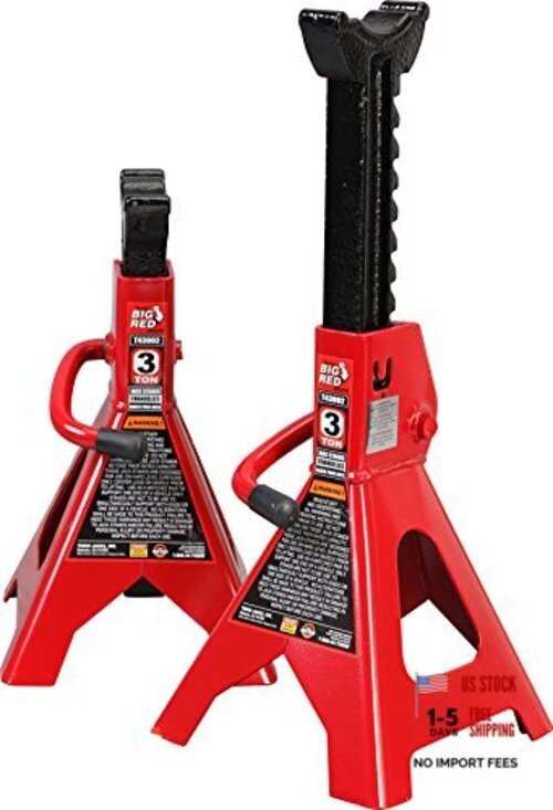 T43202 Torin Heavy Duty Steel Jack Stands: (6,000 lb) 3 Ton Basic Style