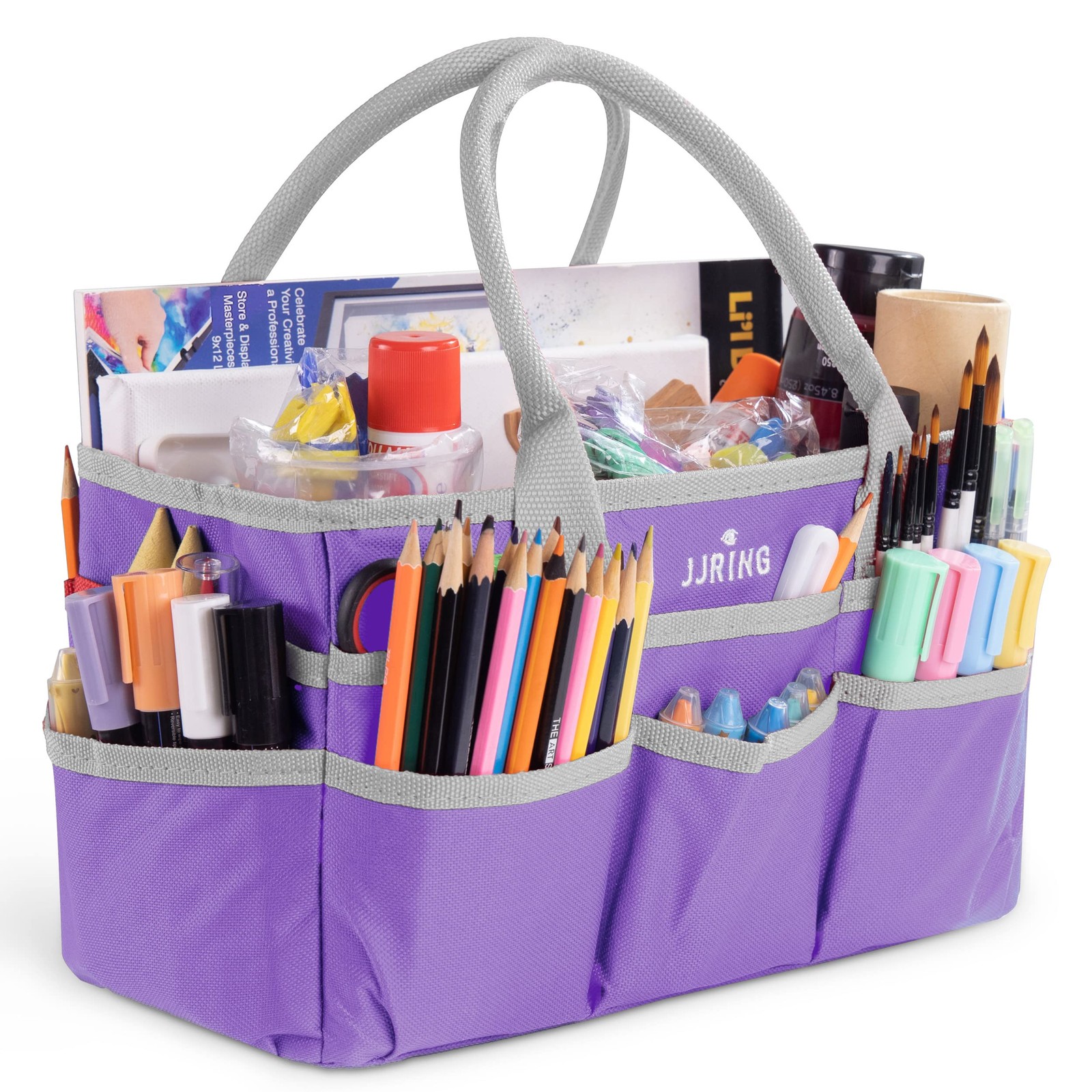 JJRING Craft and Art Tote - 600D Purple Nylon Fabric Sewing Small,