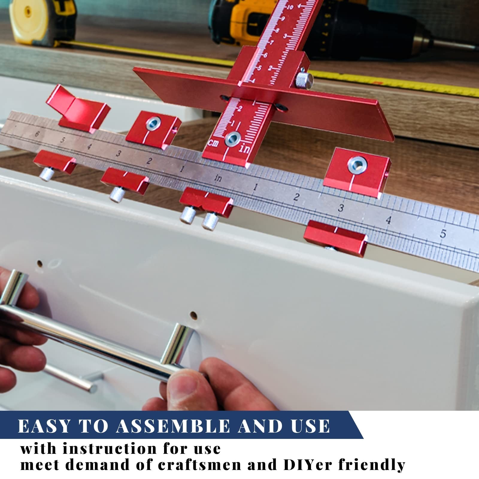Cabinet Handle Jig, Hole Drilling Template for Pulls/Knobs/Handles Installati...