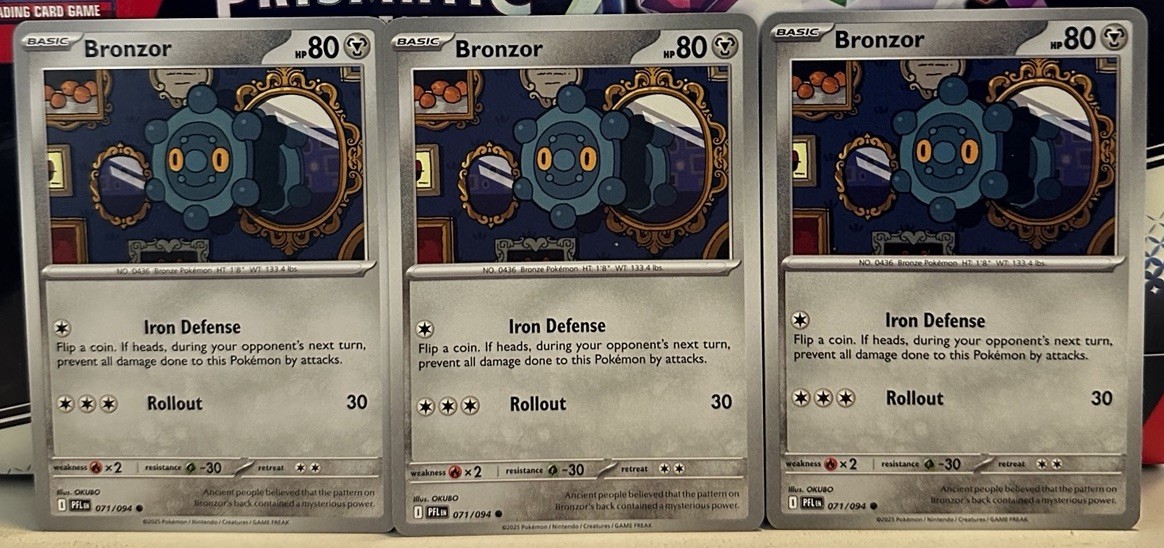 (Set Of 3) Pokemon Phantasmal Flames Series Common Card - Bronzor 071/094