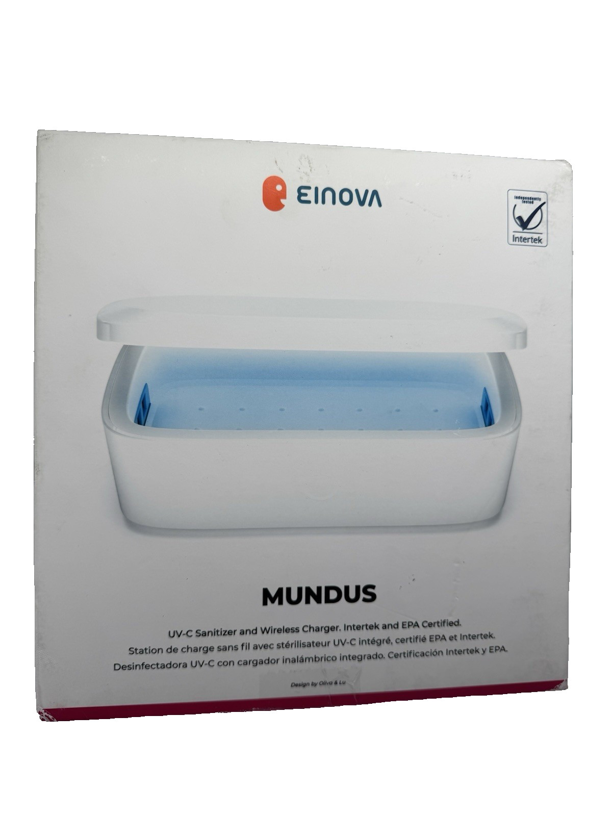 EINOVA Mundus UV-C Sanitizer with Wireless Charger. EPA and Interek Certified
