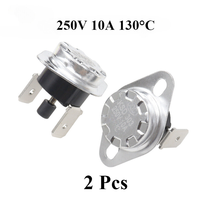 250V 10A NC 130°C Manual Reset Temperature Switch Thermostat KSD301-2 Pcs