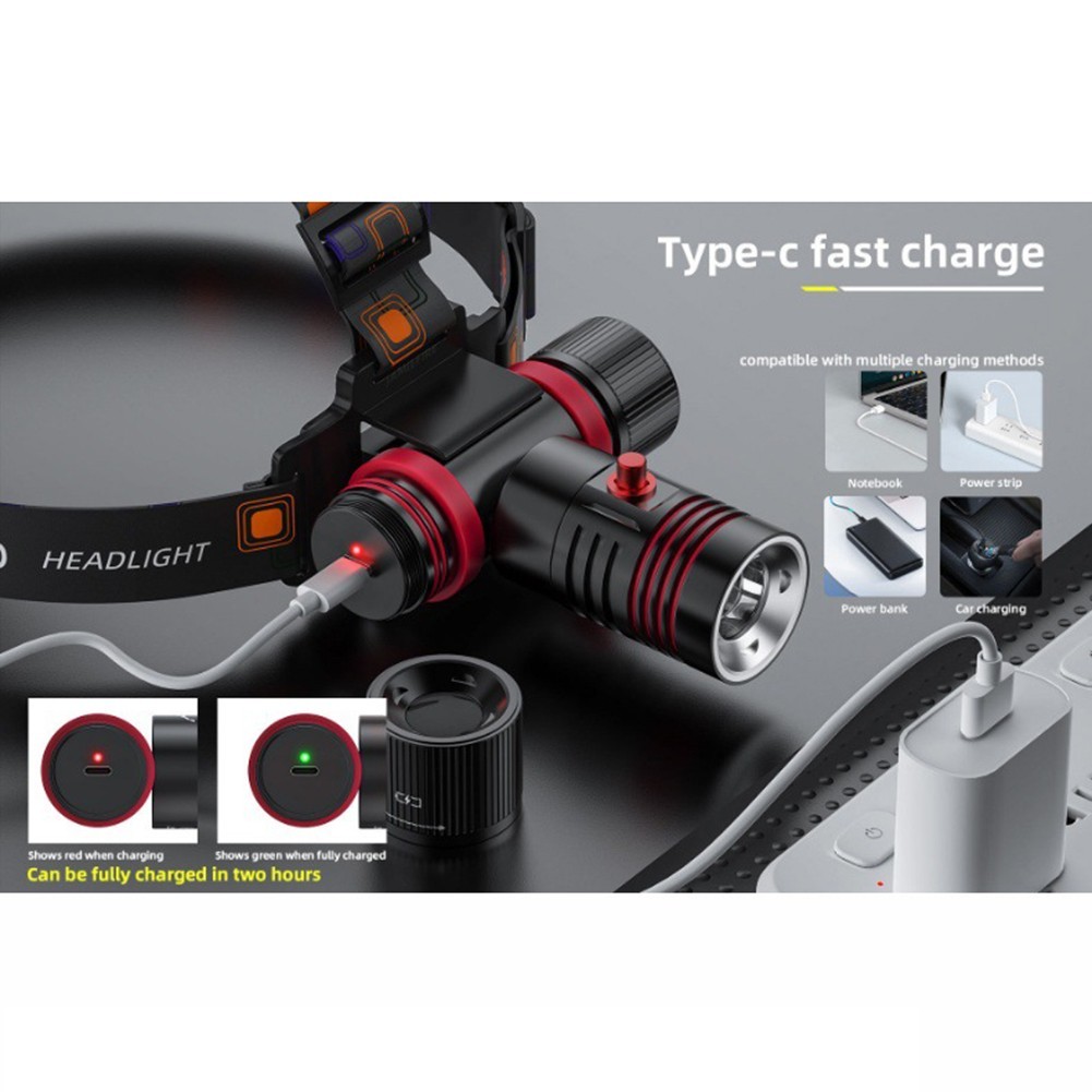 Underwater Diving Headlamp with Four Lighting Modes and Magnetic Switch Control