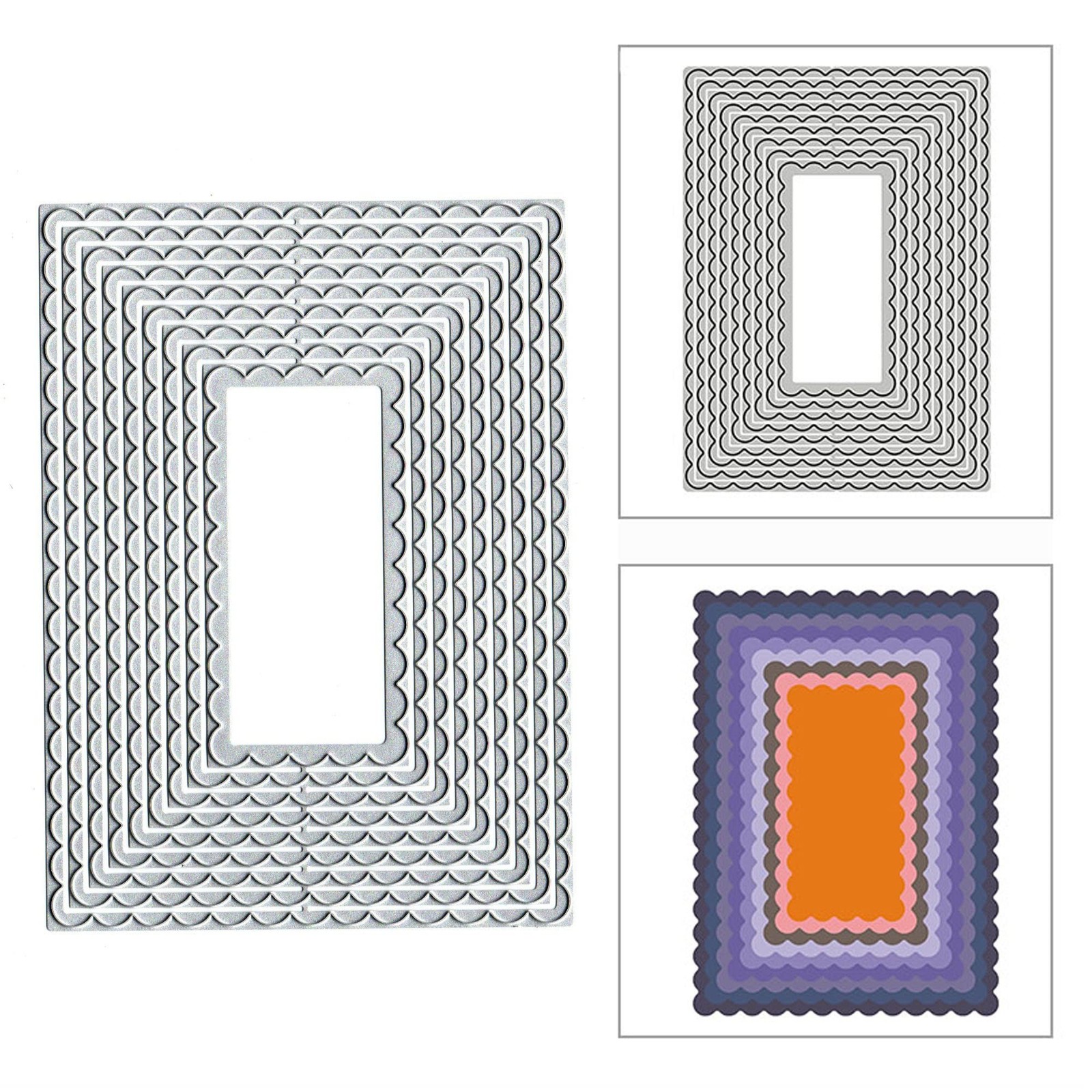 Nesting Scalloped Rectangles Metal Die Cuts,Spring Square Frame Cutting Dies ...