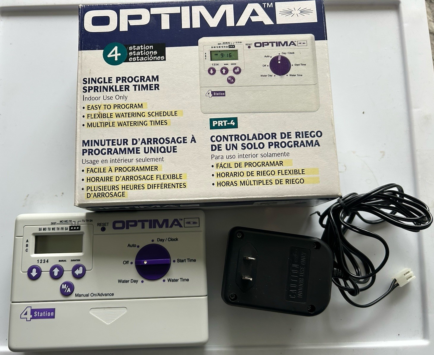 Optima 4 Single Program Sprinkler Timer Garden Watering Controller PRT-4 New