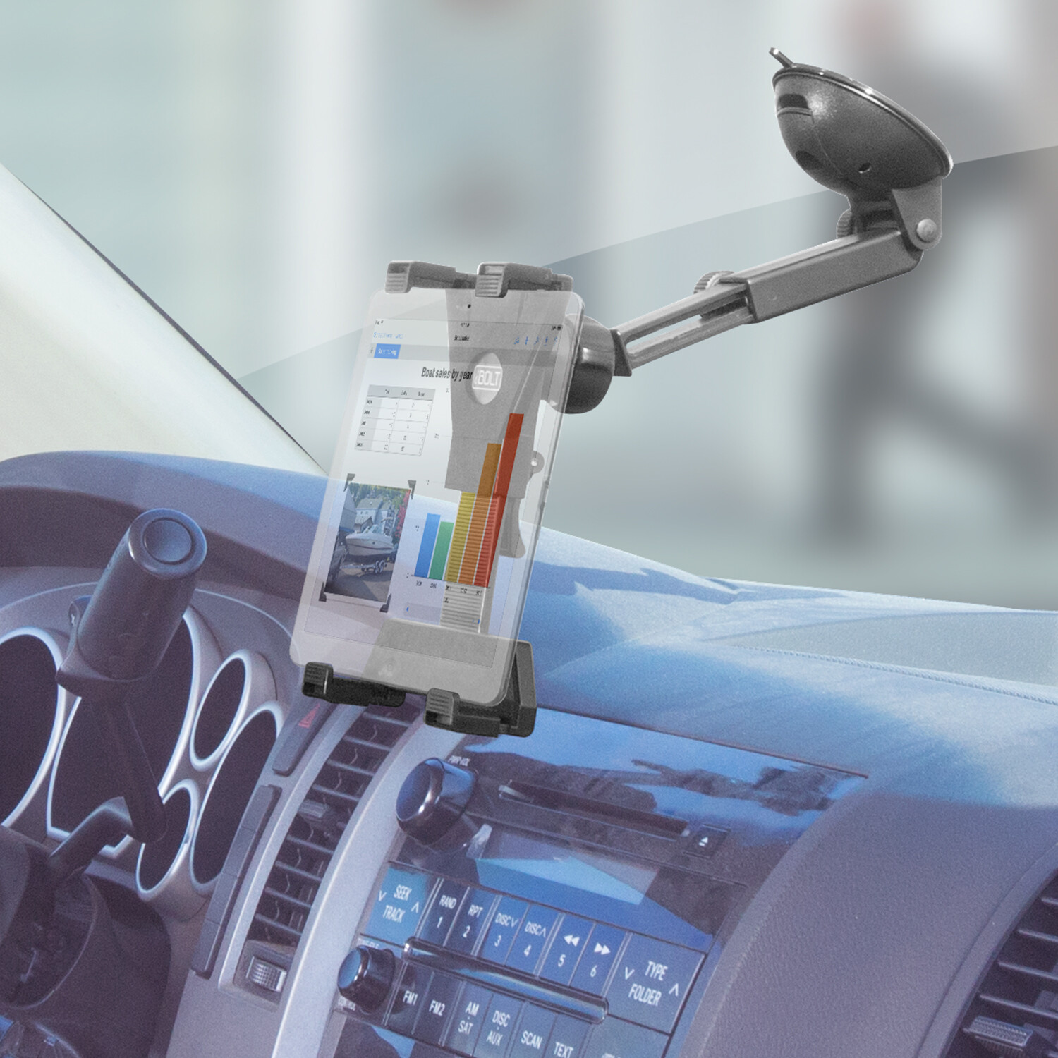 iBOLT TabDock Suction Cup Extender -Holder /Mount for Your Windshield , Dashboar
