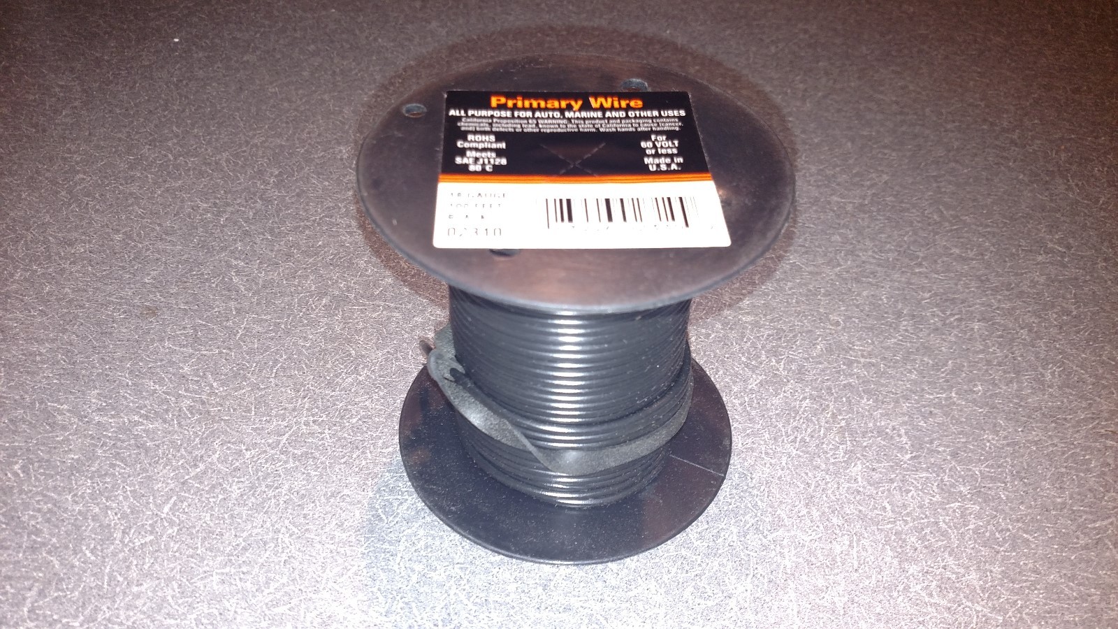Automotive Primary Wire 18 Gauge Black 100 FT
