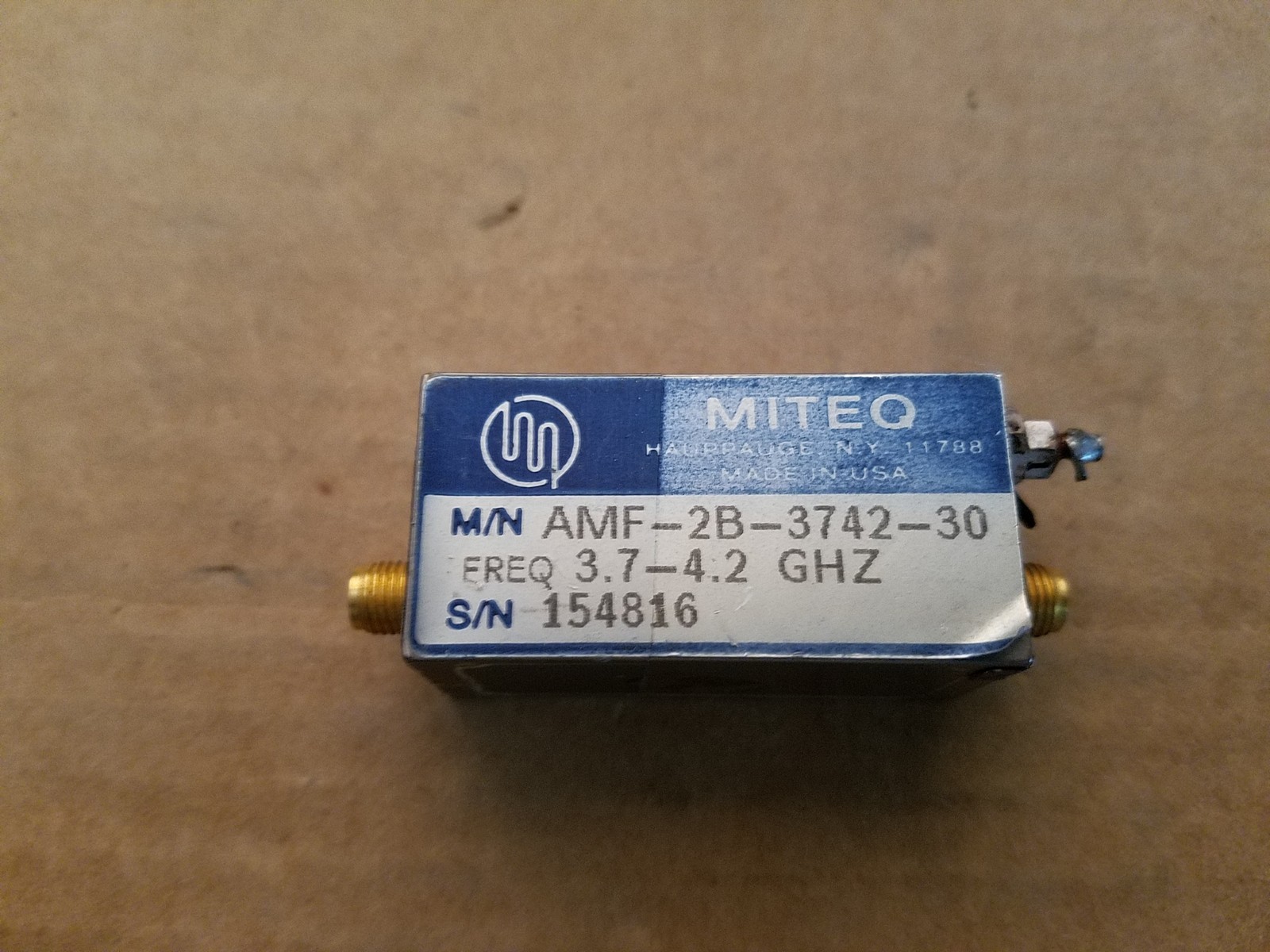 Miteq M/N AMF-2B-3742-30 3.7-4.2GHz RF Microwave Amplifer SMA(f) +15V #154816