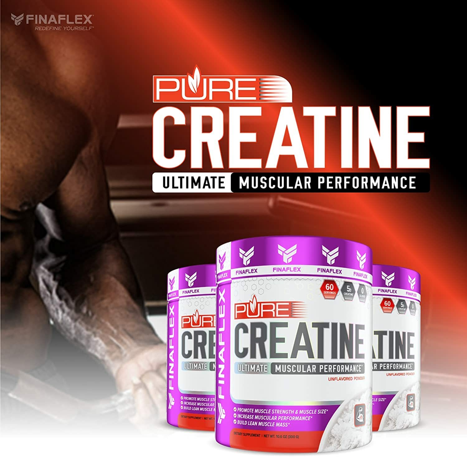 Finaflex PURE CREATINE Monohydrate Powder No Fillers 300 Grams - 60 Servings
