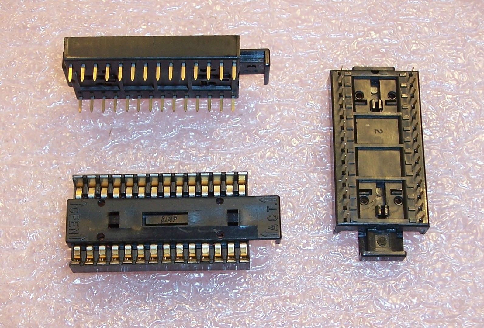 QTY (10) 28 PIN LOW INSERTION FORCE (LIF) DUAL WIPE DIP IC SOCKETS 641894-2 AMP