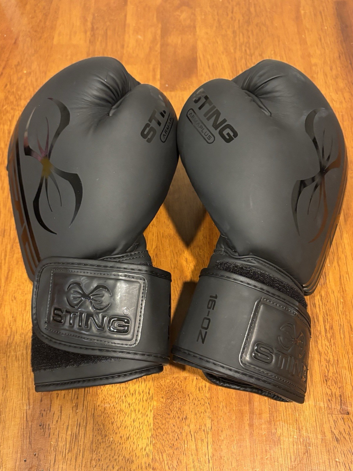 STING Armaplus Boxing Gloves, USA Approved 16 Oz, All Black