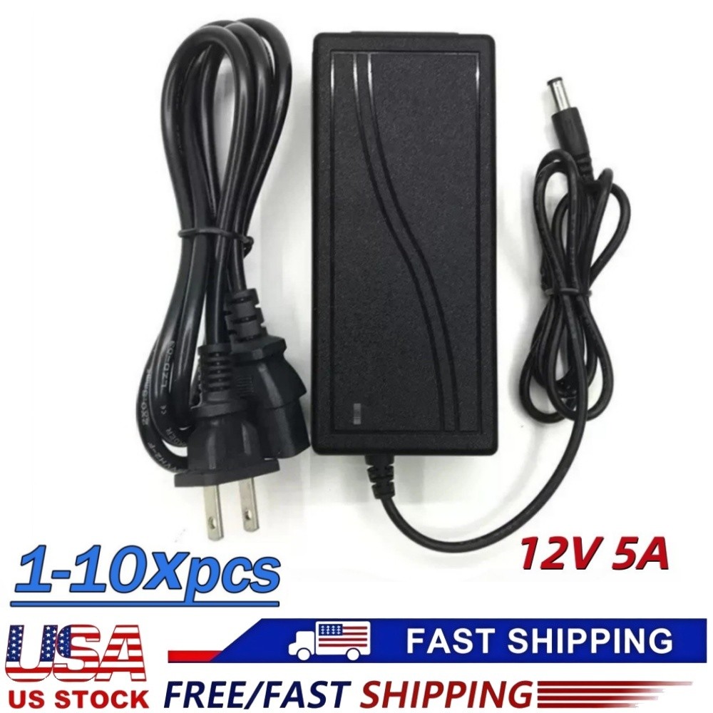 12V 5A Power Supply Adapter 60W Converter Transformer Charger 5.5mm x 2.5mm Plug