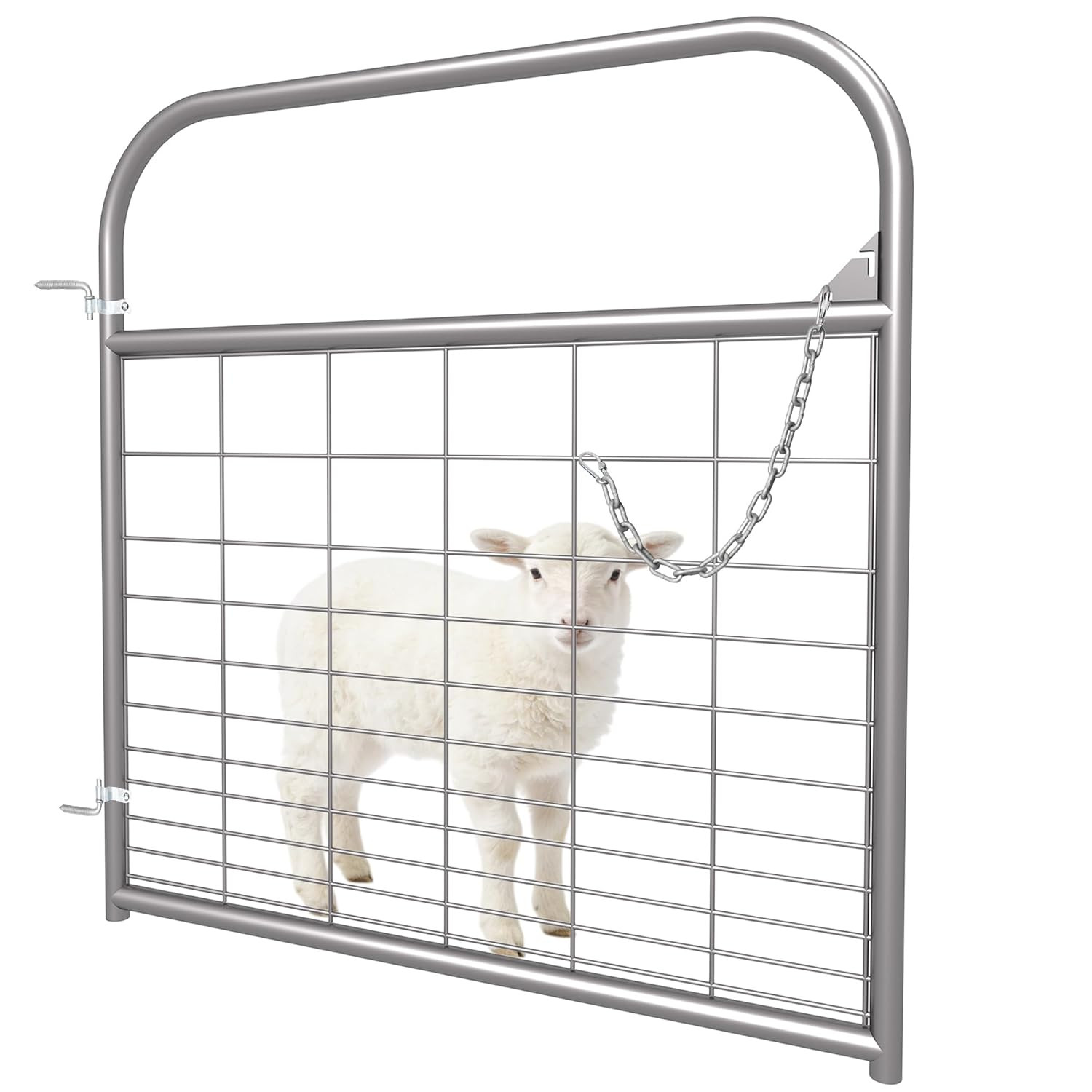 Silver Wire Filled Gate 4 Ft (W) X 50 in (H), Heavy-Duty Steel Livestock Gate wi