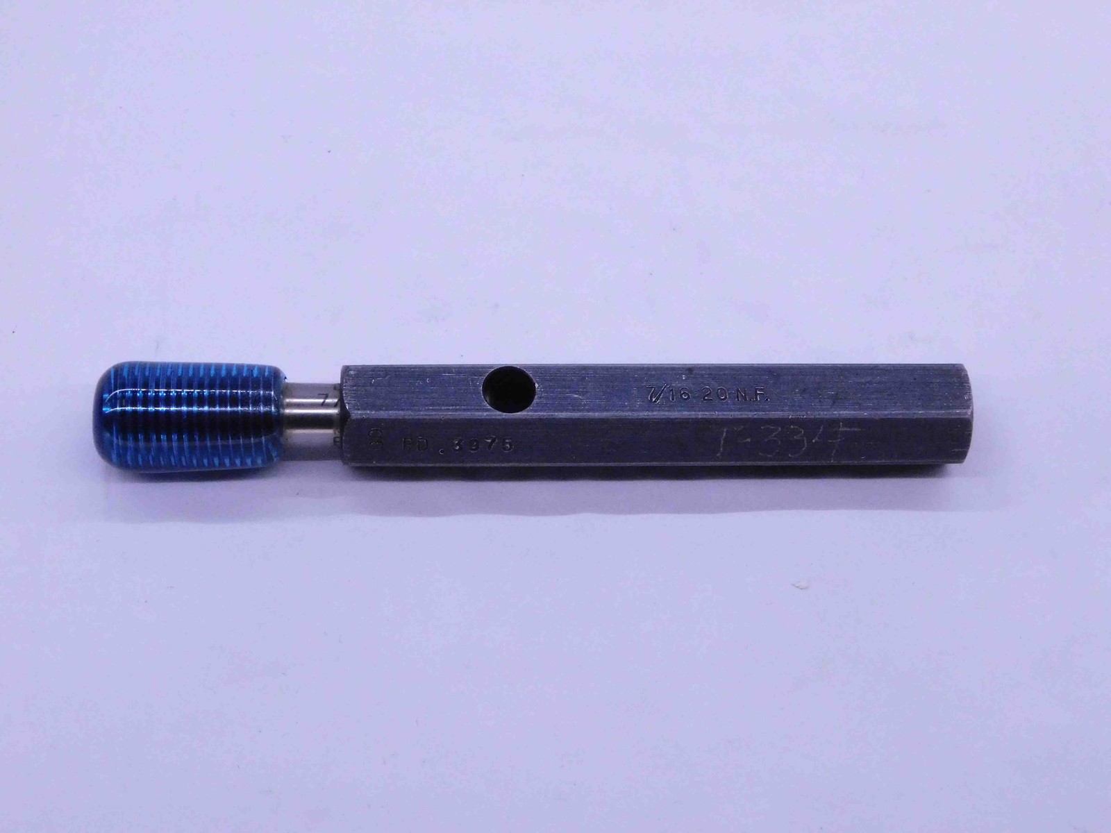 7/16 20 NF SPECIAL SET THREAD PLUG GAGE .4375 GO ONLY P.D. = .3975 CHECK