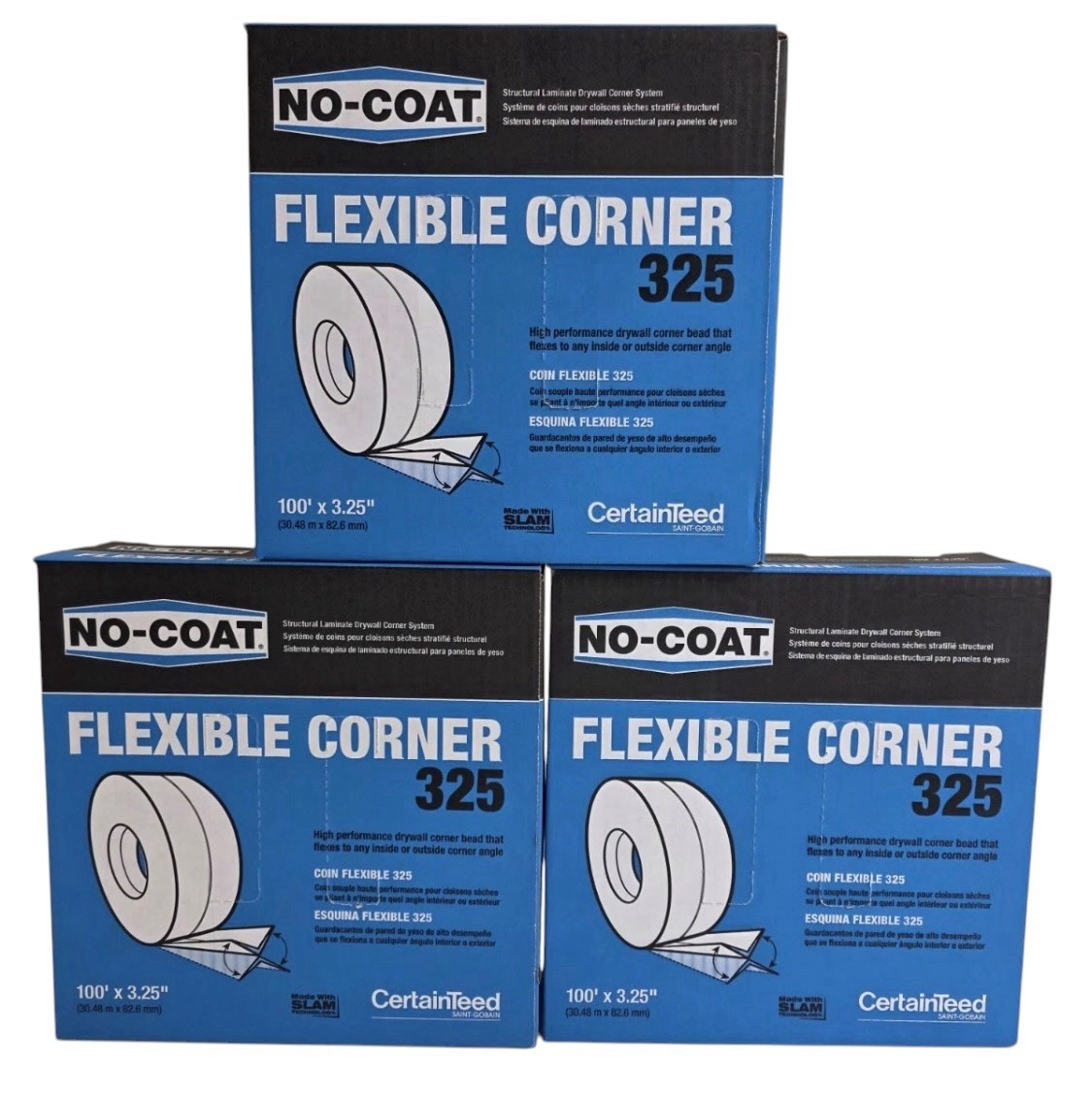 3X - No-Coat Ultraflex 325 Flexible Drywall Corner Trim - 100' Roll CertainTeed