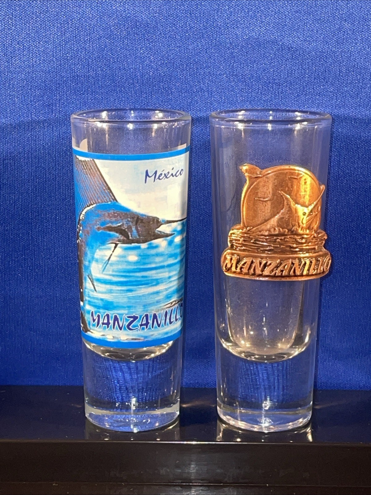 Set Of 2 Manzanillo México Tall Shot Glasses