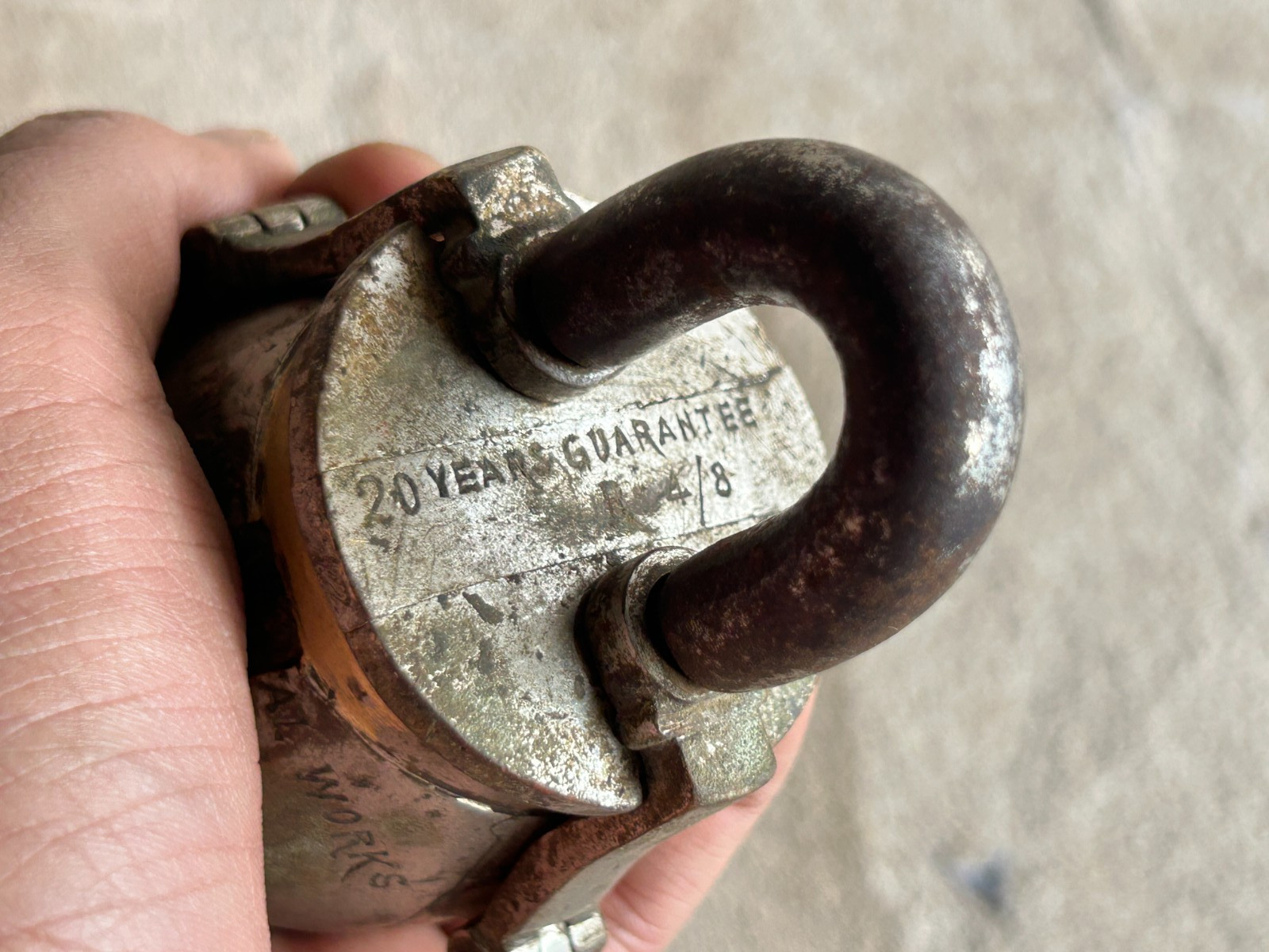RARE OLD VINTAGE SOLID BRASS UNIQUE SHAPE PADLOCK NO HAVE KEY