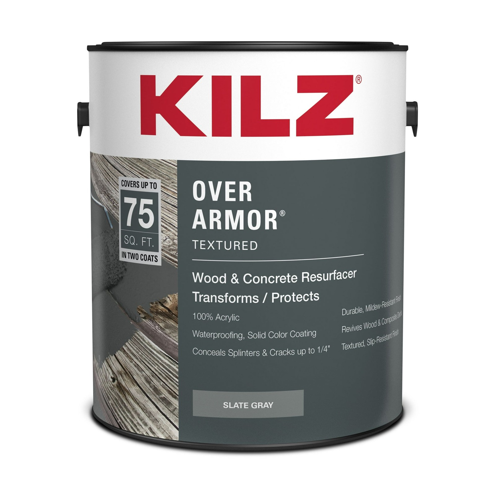 KILZ Over Armor Wood & Concrete Solid Coating Resurfacer, Exterior, Textured, Sl
