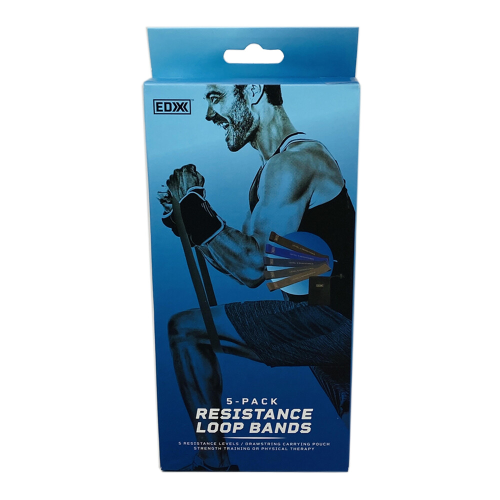 EDX 5 Piece Resistance Bands. Strength Exercise. For Yoga/Crossfit. Navy Color