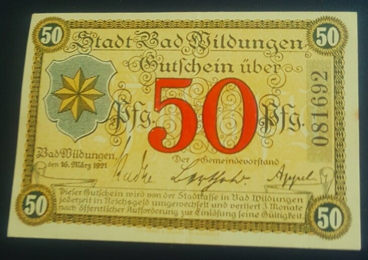 Germany  Notgeld Bad Wildungen 50 Pfg 1921 Banknote